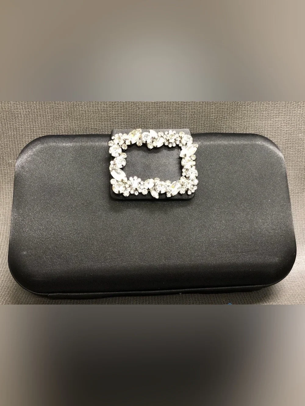 Badgley Mischka Rhinestone Satin Clutch Purse Evening Bag- No Chain Strap